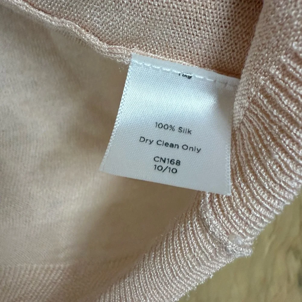 Talbots 100% Silk Cropped Open Cardigan Light Pink Size Medium - Picture 3 of 6